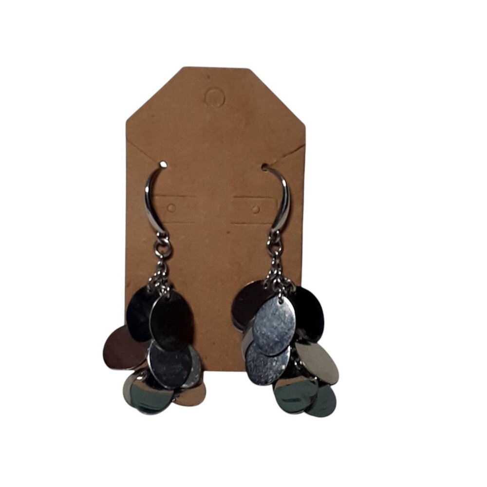 Pierced Earrings Silver-Tone Oval Cascade Cluster Long Dangle Drop
